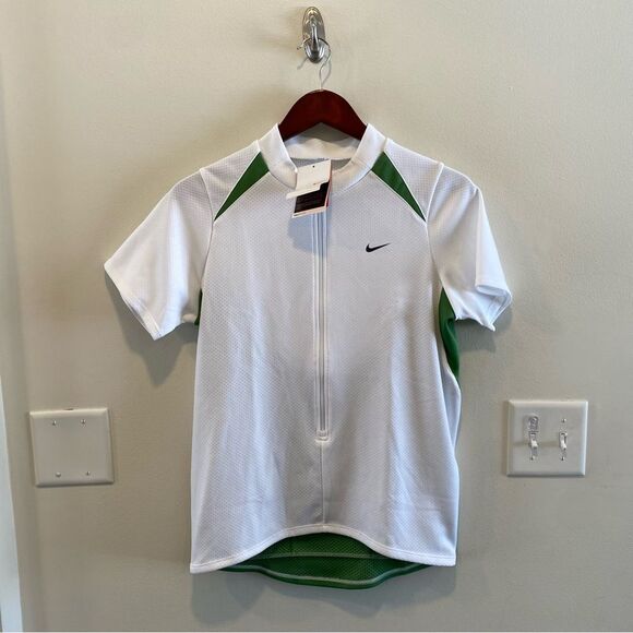 Nike women’s short sleeve jersey white green cycling size large new with tags - Picture 1 of 10